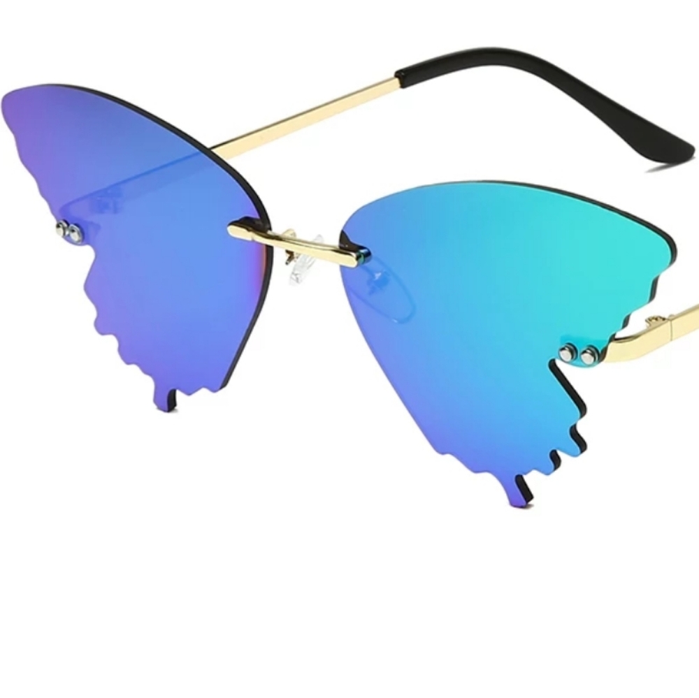 Blue-green Mirrorshade Butterfly Sunnies!